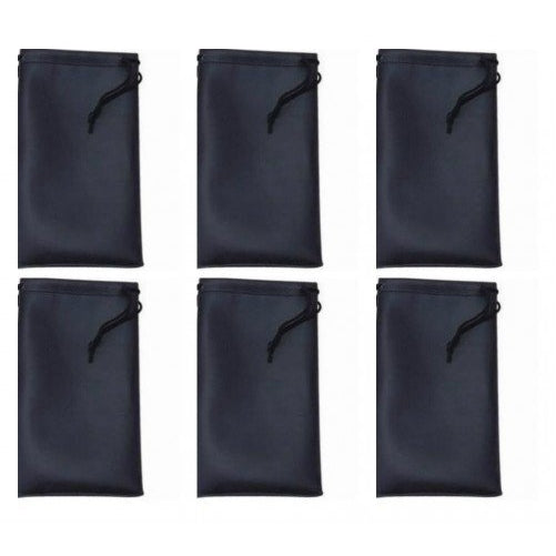 Six (6) Black Microfiber Cleaning and Storage Pouch / Sack / Cases for Sunglasses and Eyeglasses
