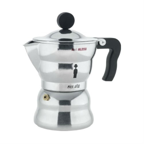 Alessi AAM33/3 "Moka" Stove Top Espresso 3 Cup Coffee Maker in Aluminium Casting Handle And Knob in Thermoplastic Resin, Black