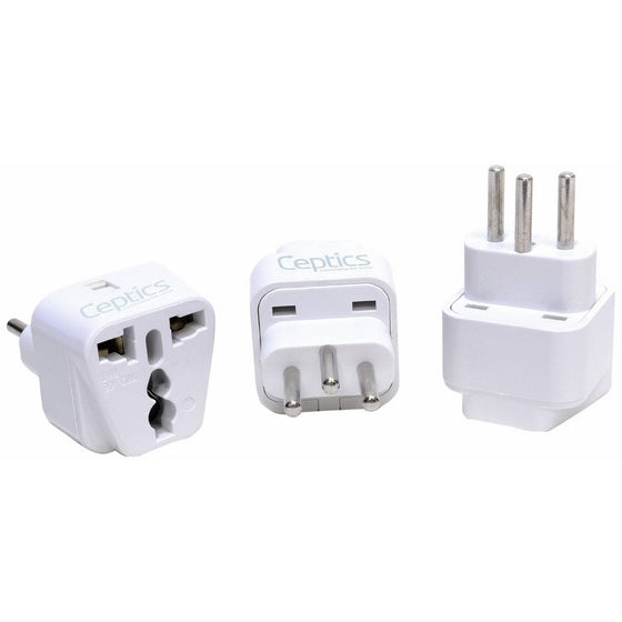 Ceptics GP-11A-3PK Switzerland Travel Plug Adapter (Type J) - 3 Pack [Grounded & Universal]