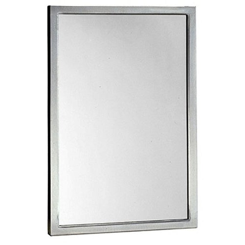 Bobrick 290 Series 304 Stainless Steel Welded Frame Glass Mirror, Satin Finish, 18" Width x 36" Height