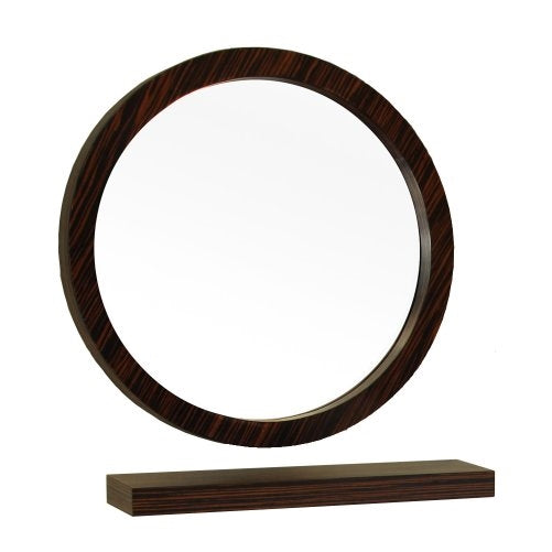 Bellaterra Home 804338-MIRROR 21.7-Inch Round Mirror, Wood, Ebony, Zebra