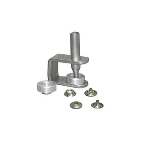 CS Osborne No. K230-24 An easy to use hand snap set. Snaps are nickel plated brass. Set comes with 25 complete standard 5/8" size 24 snaps, flaring tool and two dies (concave and stud).
