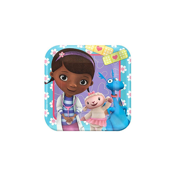 American Greetings Doc McStuffins 7" Square Plate, 8 Count, Party Supplies Novelty