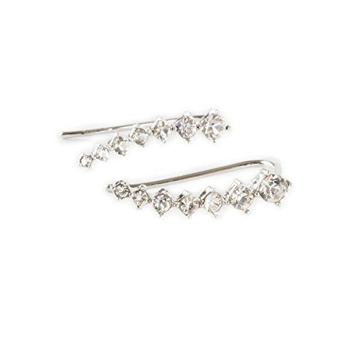 Stunning Silver Shooting Comet Ear Cuff Earrings with 7 Crystal Stones