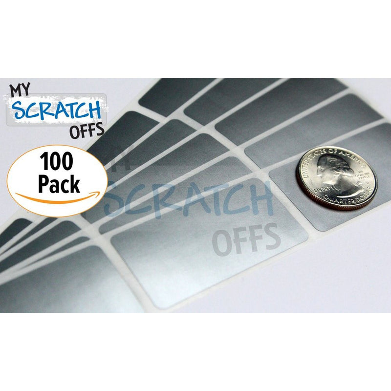 My Scratch Offs Silver 2" x 1" Rectangle Scratch-off Stickers Self Peel & Stick DIY Labels - Package of 100