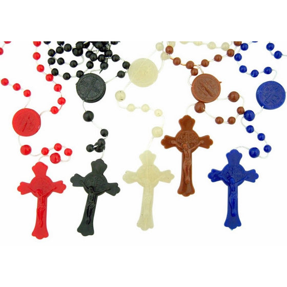 Saint St Benedict Cord Rosary, 100 Pack, Assorted Color