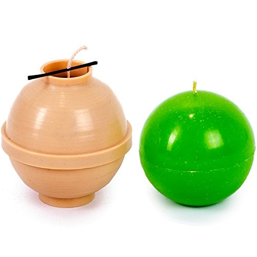 Ball diameter: 4.7 in - Sphere - 30 ft. of wick included as a gift - Plastic candle molds for making candles