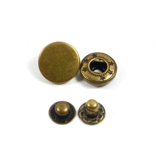 30 Sets Heavy Duty Poppers Snap Fasteners Press Stud Rivet Sewing Leather Craft Clothing (17mm, Antique Brass)