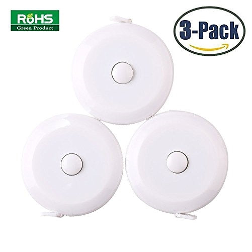 3 Pack Tape Measure 150 Cm 60 Inch Push Button Tape Body Measuring Soft Retractable For Sewing Double-Sided Tailor Cloth Ruler (White) By BUSHIBU