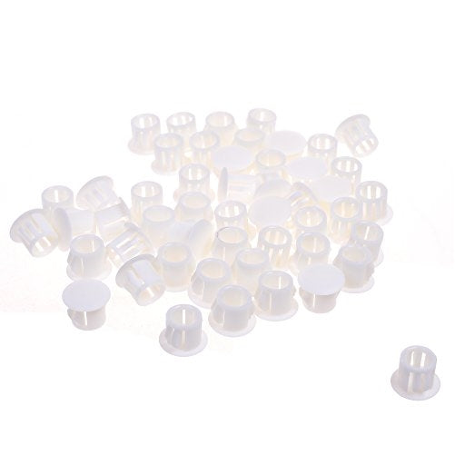 BCP 50pcs White Color Plastic 10mm Snap in Locking Hole/ Tube Fastener Cover, Hole Plug