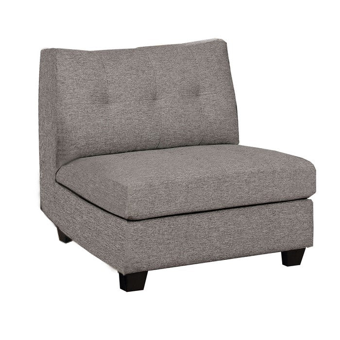 Contemporary Style Wooden Frame Armless Chair with Fabric Upholstery, Gray