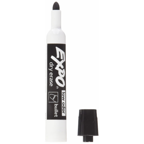 EXPO 82001 Low-Odor Dry Erase Markers, Bullet Tip, Black, 12-Count