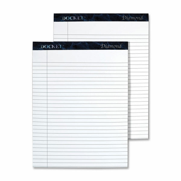TOPS Docket Diamond 100% Recycled Premium Stationery Tablet, 8-1/2 x 11-3/4 Inches, Perforated, White, Legal/Wide Rule, 50 Sheets per Pad, 2 Pads per Pack (63975)