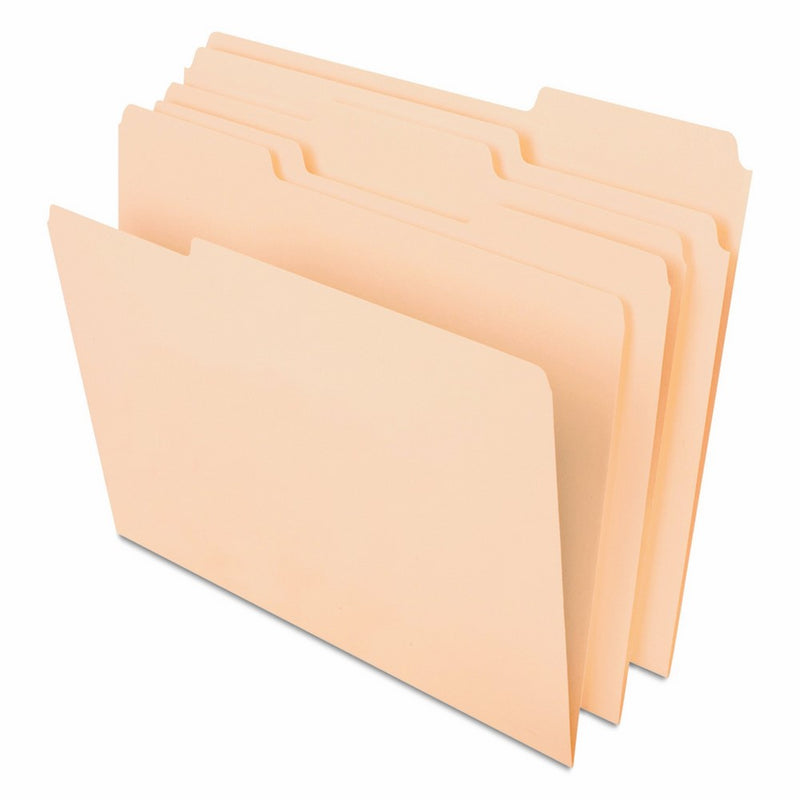 Pendaflex CutLess File Folders with Softer Paper Edges, Letter Size, Manila, 1/3 Cut Tabs in Assorted Positions, 100 Per Box (48420)