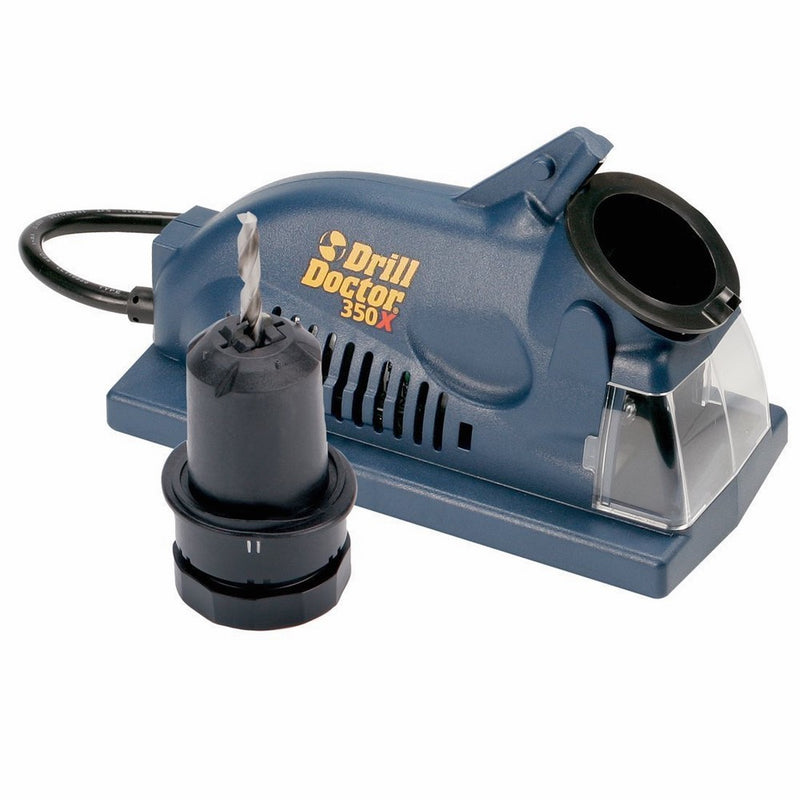 Drill Doctor 350X Drill Bit Sharpener, Engineered for Versatility in handling popular wood & metal bits, Set Point Angle of 118°, Sharpens 3/32 to 1/2 standard twist bits