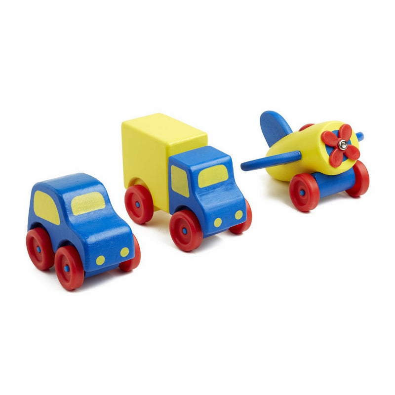 Melissa & Doug Deluxe Wooden First Vehicles Set With Truck, Car, and Airplane