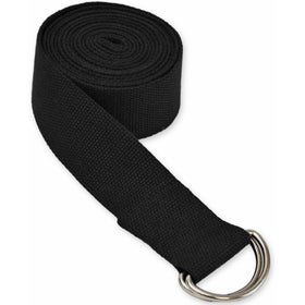 YogaAccessories 8' D-Ring Buckle Cotton Yoga Strap - Black