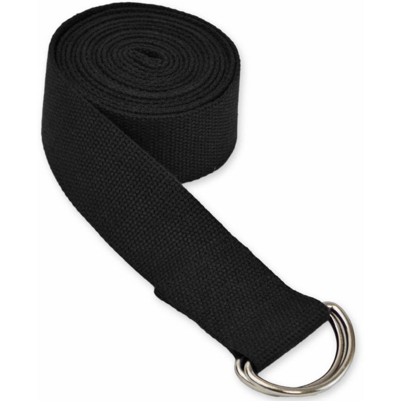 YogaAccessories 8' D-Ring Buckle Cotton Yoga Strap - Black