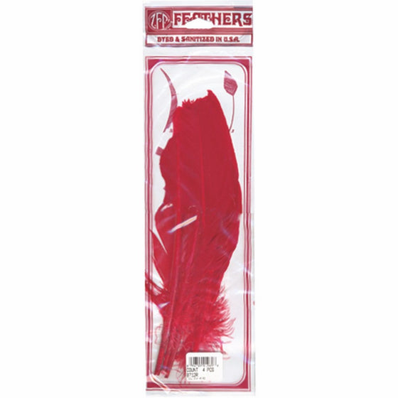 Zucker B712-R Turkey Quill Feather, Red, 4-Pack