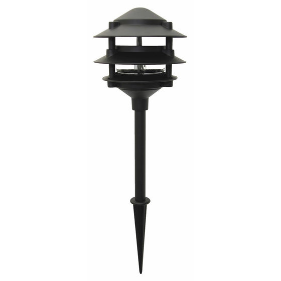 Moonrays 95725 Low Voltage Path Lighting Made Of Diecast Aluminum (3-Tier Design, Black Finish)