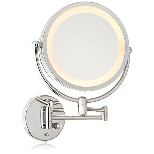 Danielle Revolving Wall-Mounted Lighted Mirror, Chrome, 10X