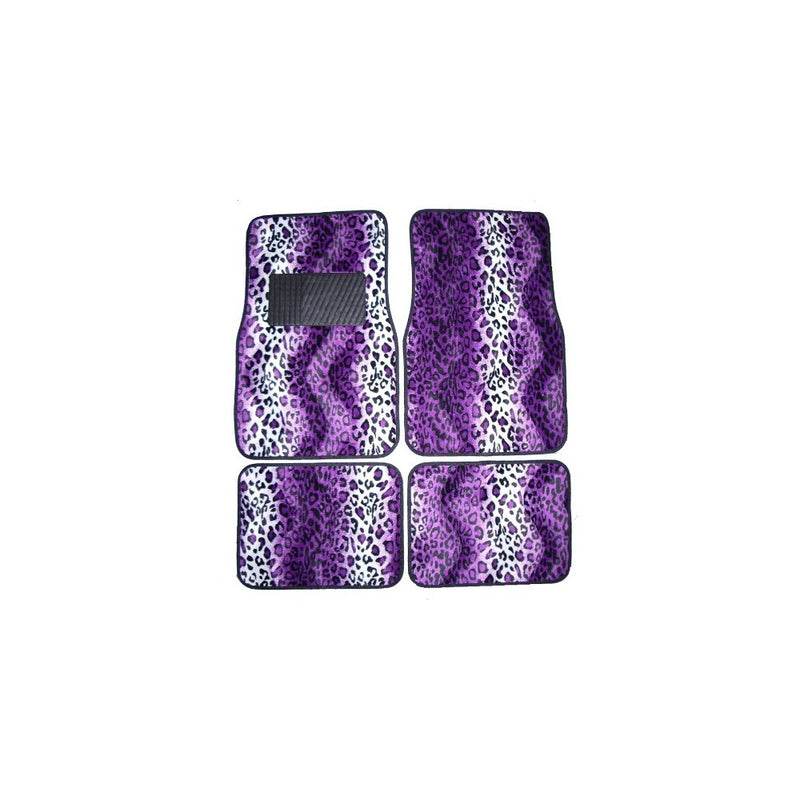 Purple Leopard Animal Print Front & Rear Carpet Car Truck SUV Floor Mats