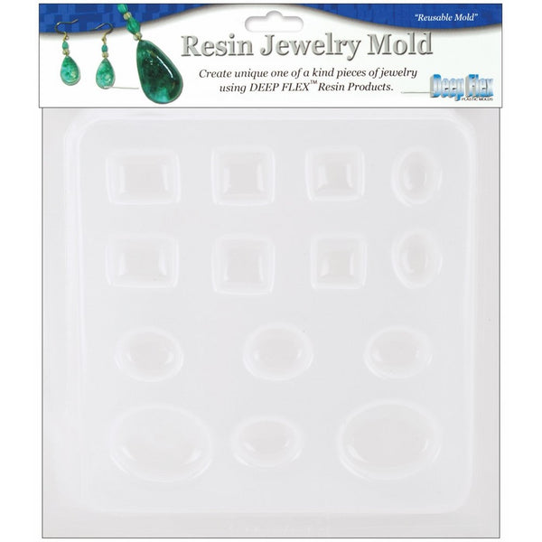 Yaley Resin Jewelry Reusable Plastic Mold 6-1/2 by 7-Inch, Jewels 14 Assorted Shapes