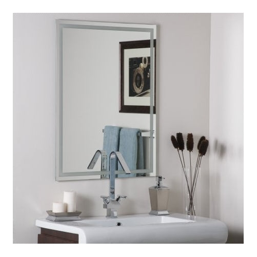 Decor Wonderland SSM13 Houston Super Modern - Frameless Wall Mirror, Etched/Clear Glass