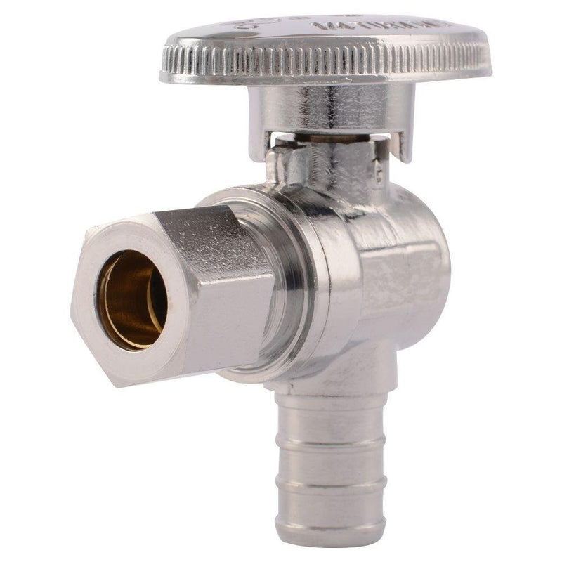 SharkBite 23058LF PEX Chrome Plated Angle Stop, 1/2-Inch by 3/8-Inch