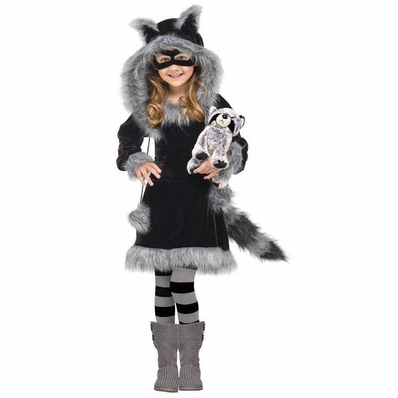 Fun World Costumes Baby Girl's Sweet Raccoon Toddler Costume, Black/Grey, Large (4-6)