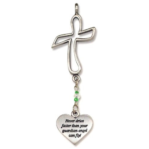 Cathedral Art KT234 Never Drive Faster Cross Car Charm, 3-1/2-Inch