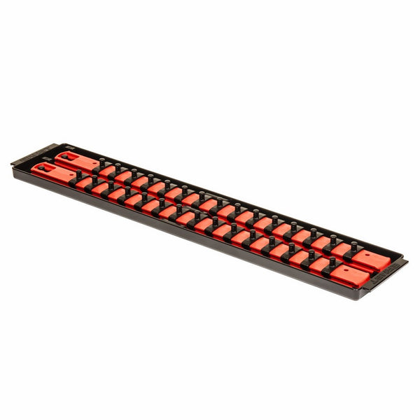 Ernst Manufacturing Socket Boss 2-Rail 1/4-Inch-Drive Socket Organizer, 19-Inch, Red