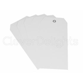 100 Pack - CleverDelights White Plastic Tags - 4.75" x 2.375" - Tear-Proof and Waterproof - Inventory Asset Identification Price Tags