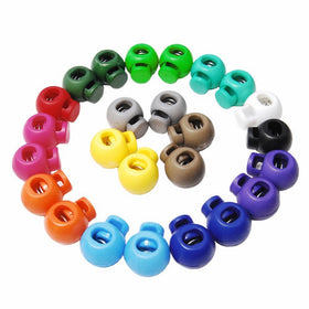 25pcs Mixed Color Cord Lock Round Ball Toggle Stopper Plastic FLS046(Mix-s)