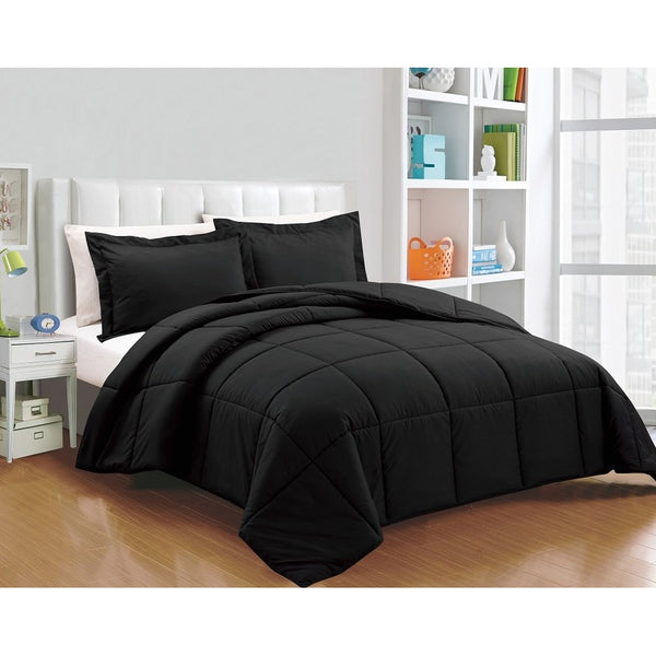 Chezmoi Collection 3-piece Down Alternative Comforter Set (Queen, Black)