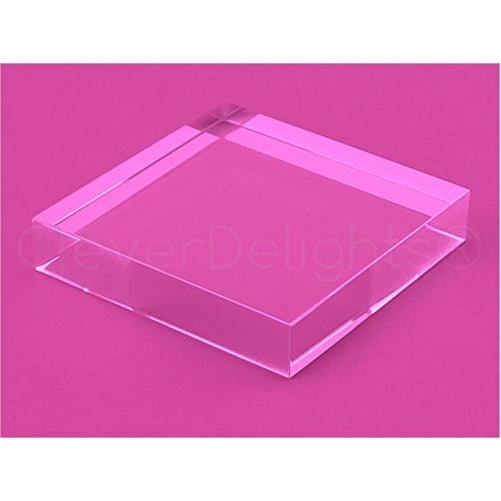 5 Pack - CleverDelights 3 Inch Square Glass Tiles - Clear Solid Glass Tiles - 3" x 3" x 5/8" Thick