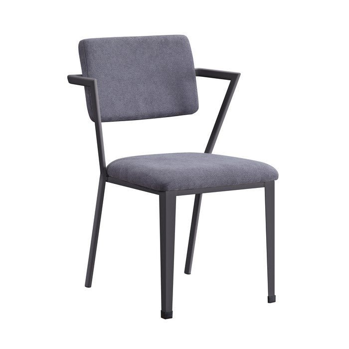 Metal Chair with Fabric Upholstered Seat and Back, Gray
