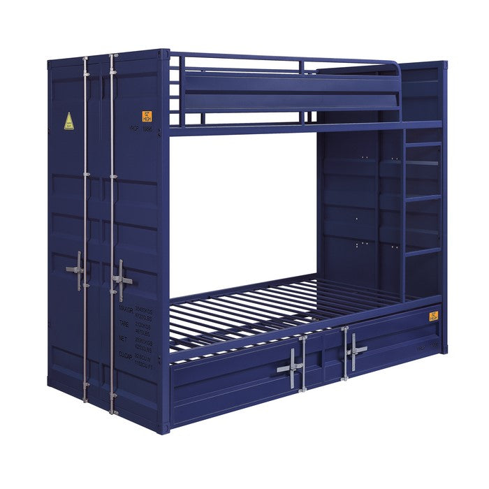 Gunmetal Gray Finish Twin Turdle with Metal Frame and Slat system, Blue