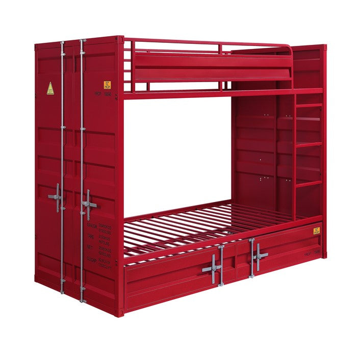 Metal Base Twin Turdle with Slat System and Cremon Bolts, Red