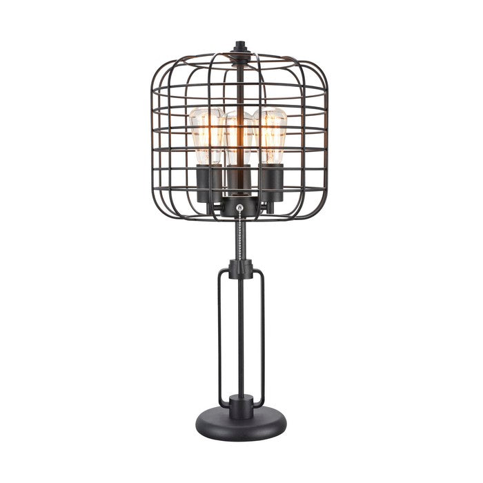 Contemporary Style Caged Shade Table Lamp with Open Design,Black