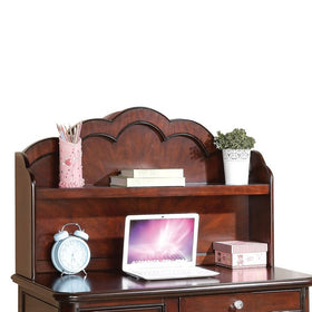 Arched top Wooden Computer Hutch with Open Shelf, Brown