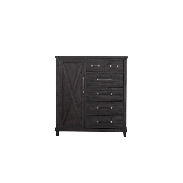 Wooden Chest with 6 Spacious Drawers and Single Door Cabinet, Brown