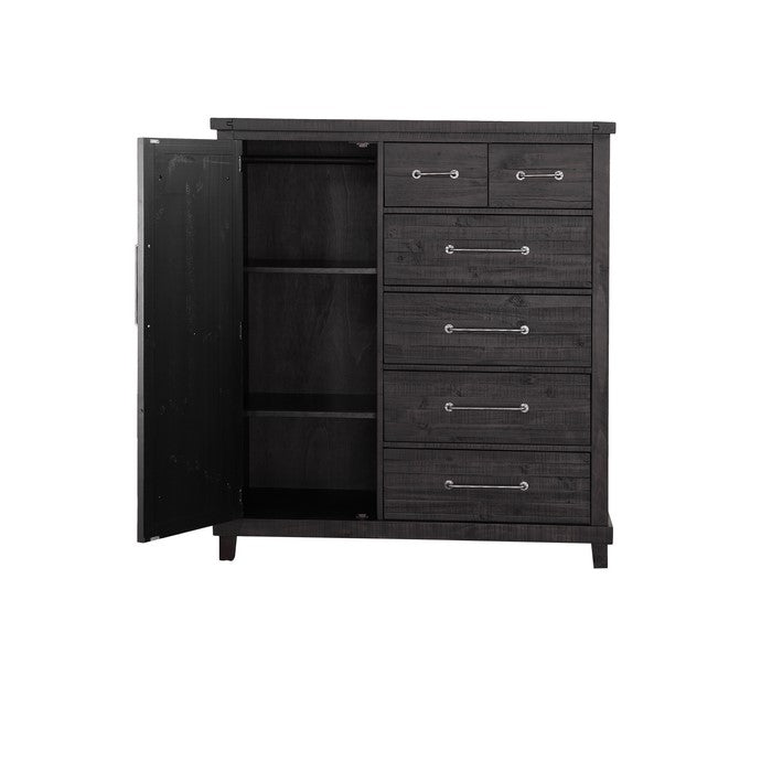 Wooden Chest with 6 Spacious Drawers and Single Door Cabinet, Brown