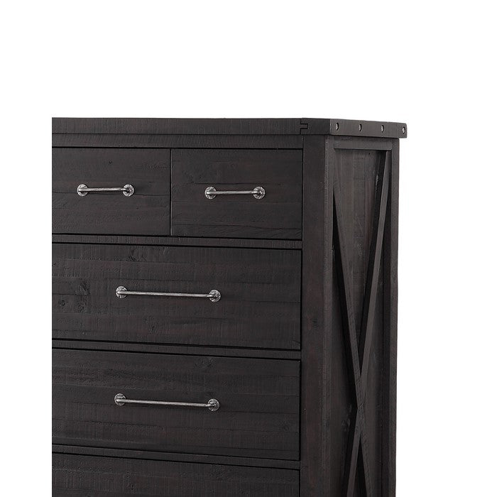 Wooden Chest with 6 Spacious Drawers and Single Door Cabinet, Brown