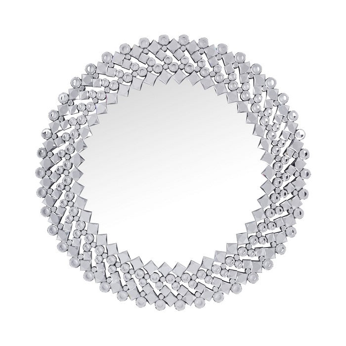 Sparkling Wall Decor with Beveled Finish and Faux Gem Inlay, Silver
