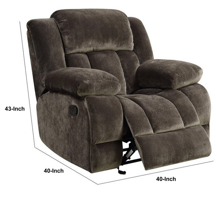 Transitional Glider Recliner Chair with Plush Cushions, Brown