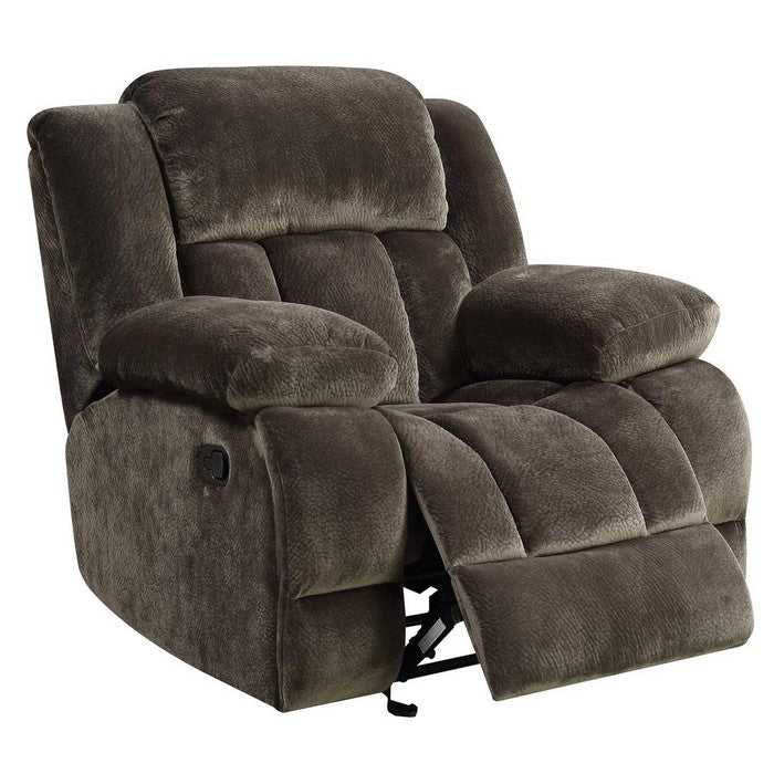 Transitional Glider Recliner Chair with Plush Cushions, Brown