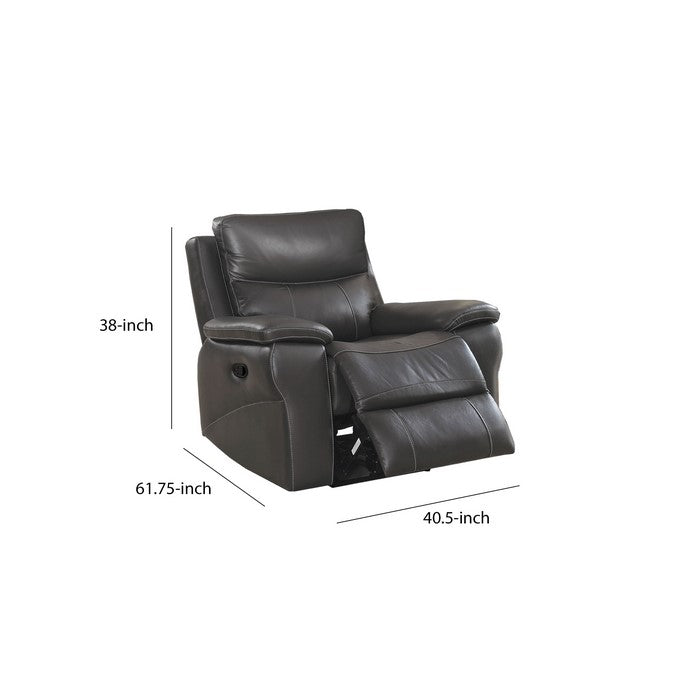 Contemporary Recliner Chair with Contoured Seat, Gray