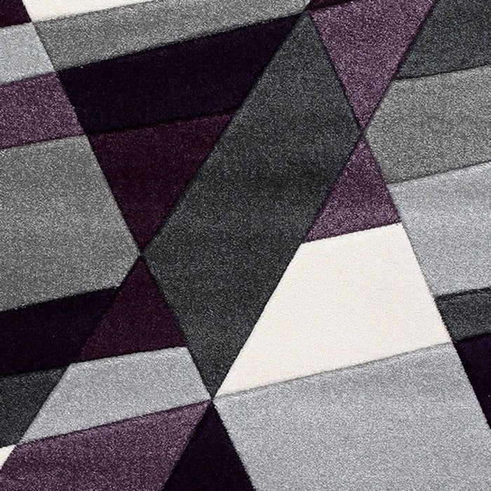 89 X 64 Inches Polyester Power Loomed Rug with Geometric Print, Multicolor