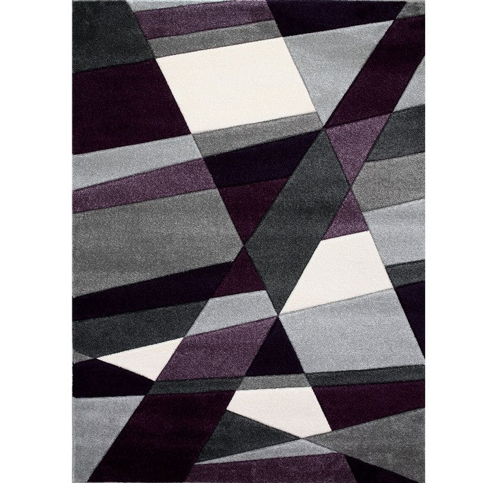 89 X 64 Inches Polyester Power Loomed Rug with Geometric Print, Multicolor